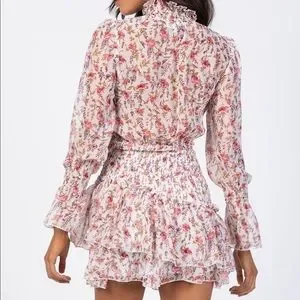 Princess Polly | Dresses | Nwt Princess Polly Guetta Mini Dress White Pink  Floral Rusch Waist Womens Size 6 | Poshmark